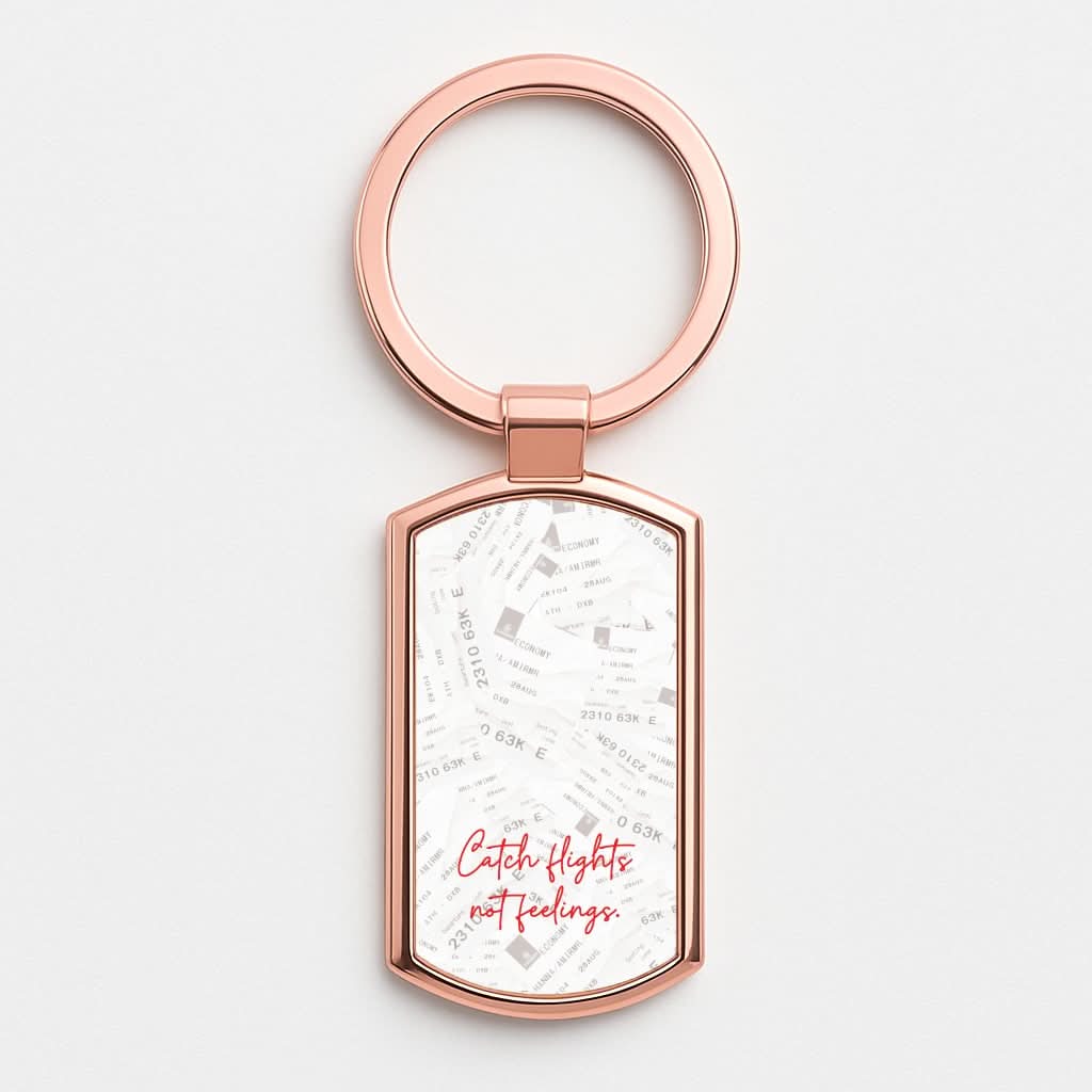 Catch Flights Not Feelings Collage Rose Gold Keyring