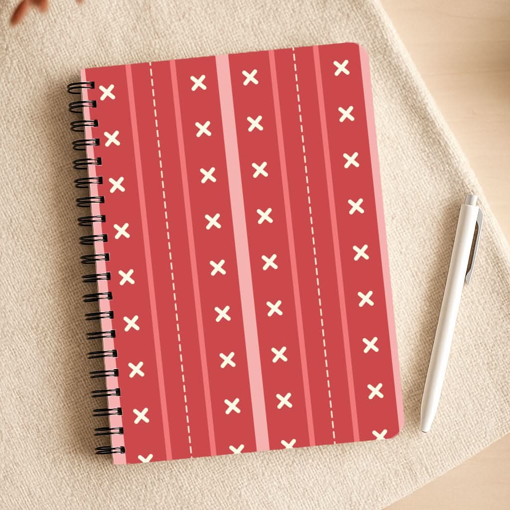 Stripes And Stitches Red Christmas Pattern Notepad