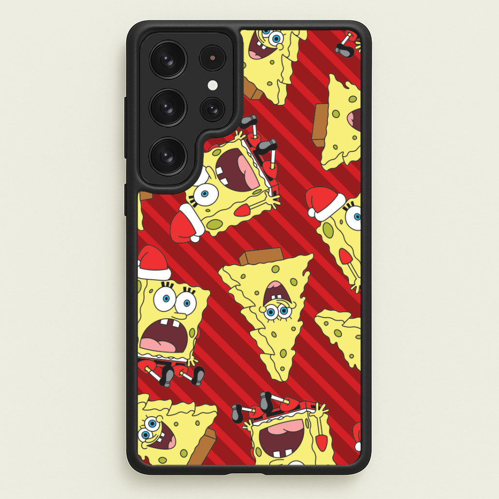 Christmas Cartoon Sponge Stripes Pattern Galaxy S22 Ultra Case