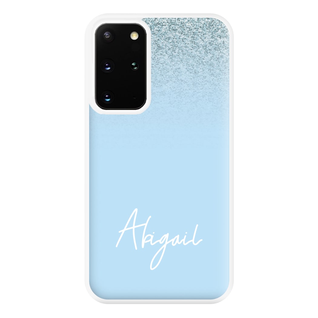 Blue Glitter Personalised Name Galaxy S20 Plus Case