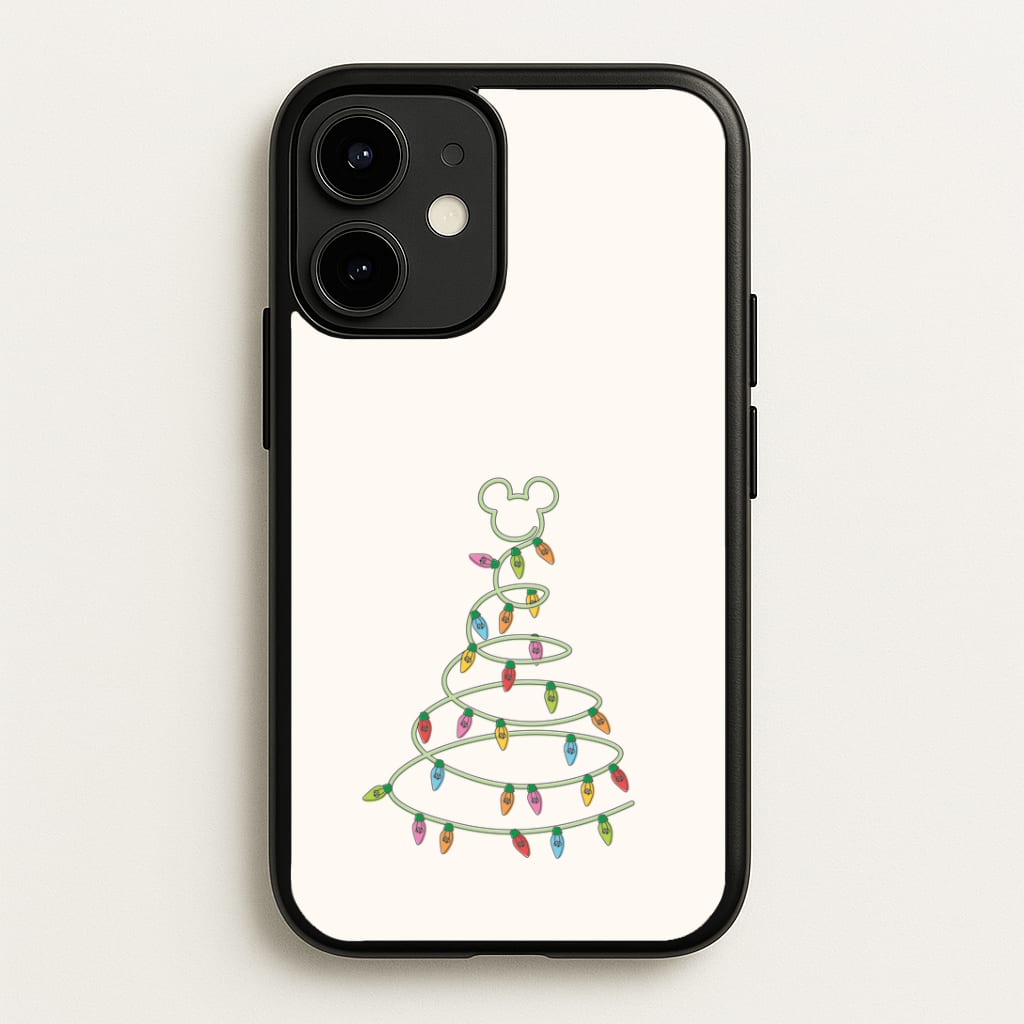 Cartoon Mouse Christmas Tree Lights iPhone 12 / 12 Pro Case