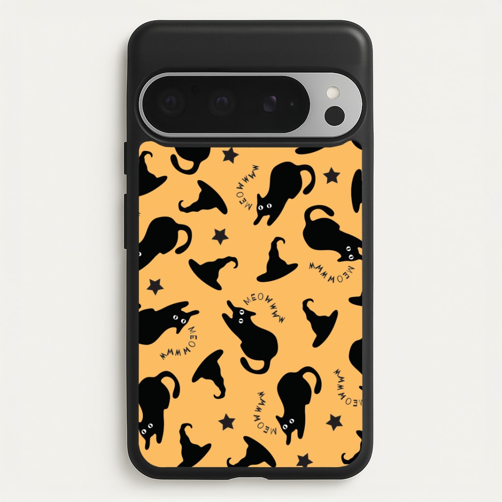 Black Cat And Hats Pattern Google Pixel 9 Pro XL Case