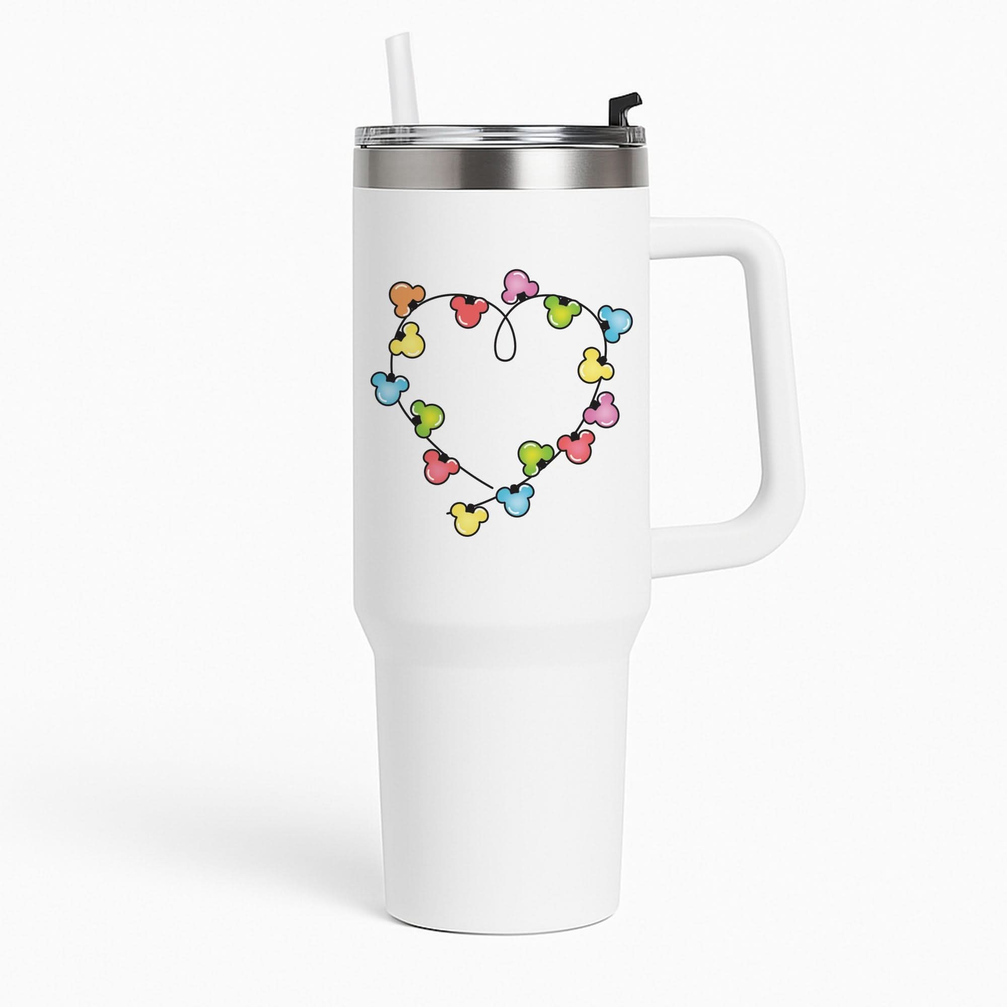 Cartoon Mouse Christmas Fairylights Heart Tumbler