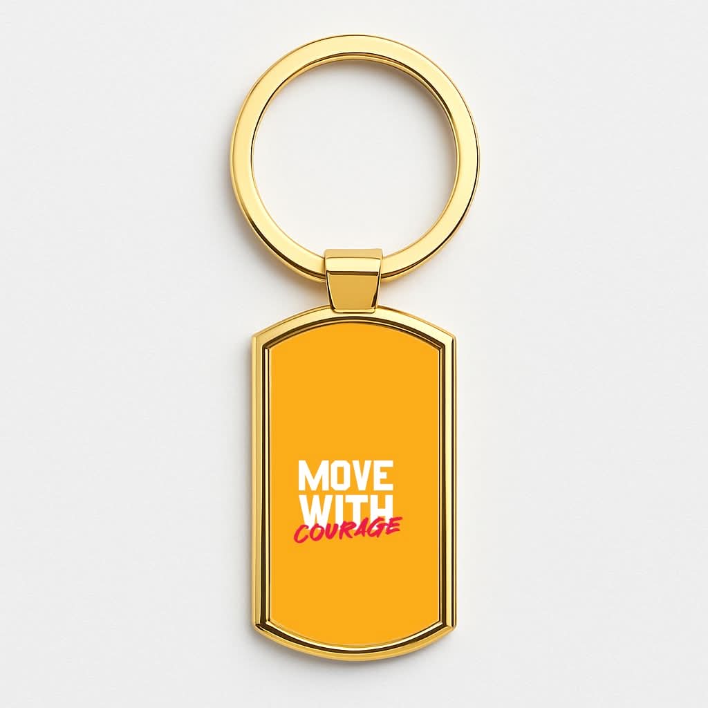 Move With Courage Gold Keyring
