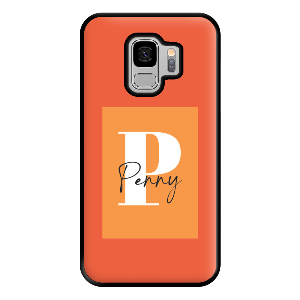 Orange Personalised Name Galaxy S9 Case