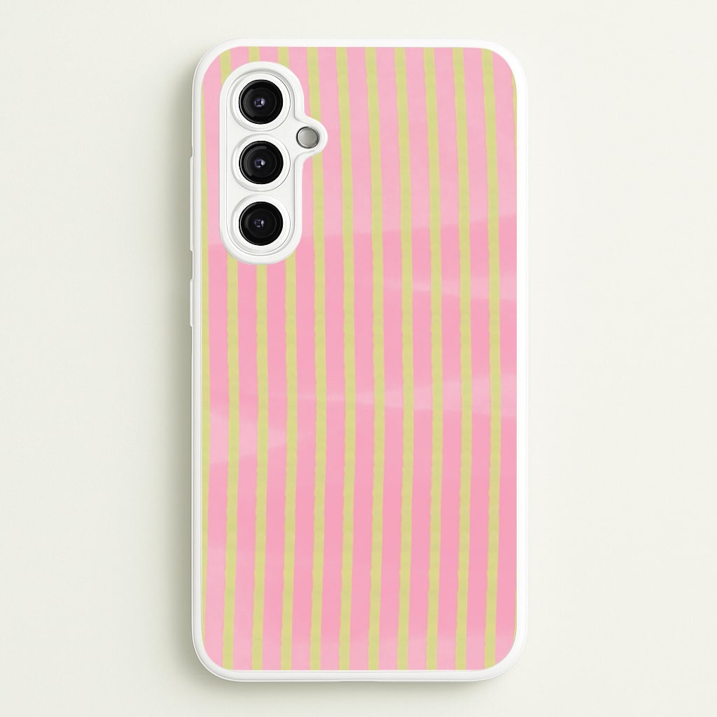 Pink Meadow Stripes Galaxy A14 Case