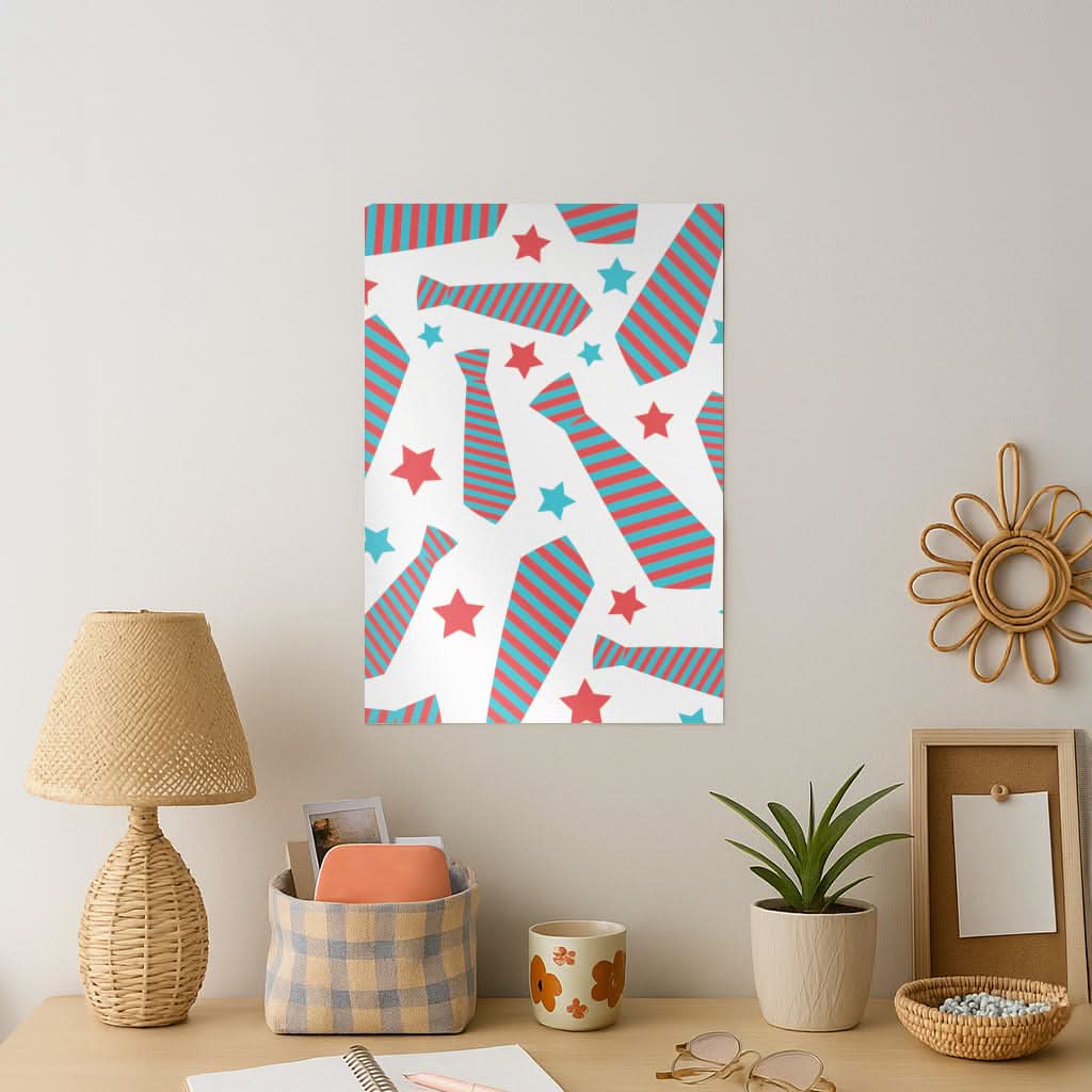 Tie And Stars Pattern Art Print