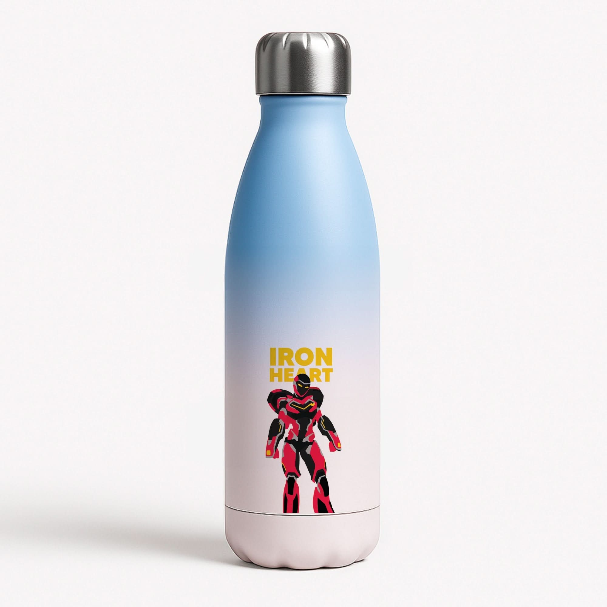 Metal Heart Hero Standing Blue Water Bottle