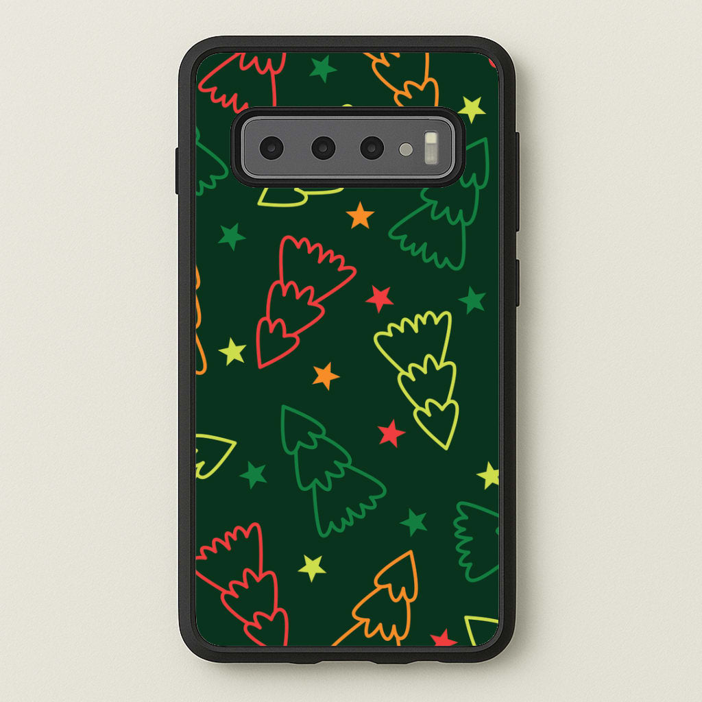 Colourful Christmas Tree Outlines Pattern Galaxy S10 Case
