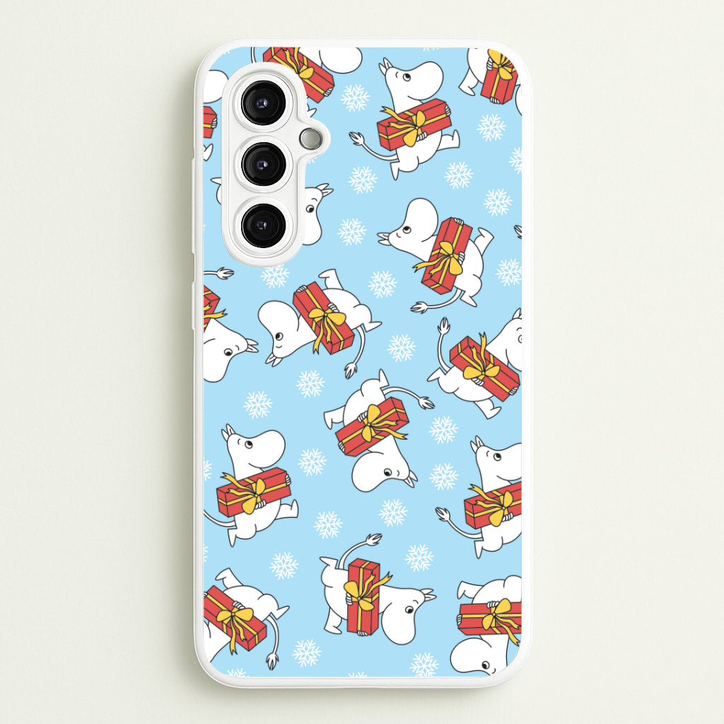 Present And Snowflakes Moom Pattern Galaxy A14 Case