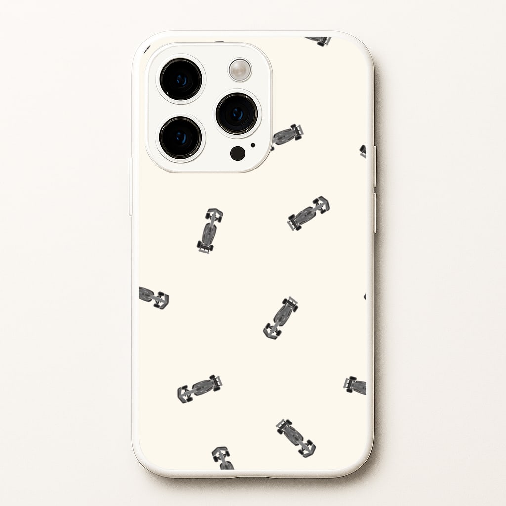 Race Cars Pattern Off White iPhone 14 Pro Case