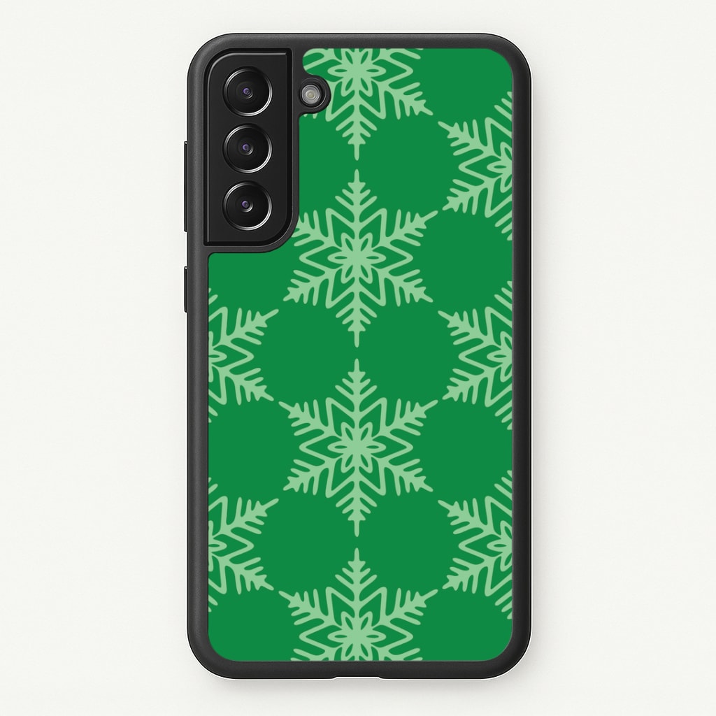 Green Giant Snowflakes Christmas Pattern Galaxy S22 Plus Case