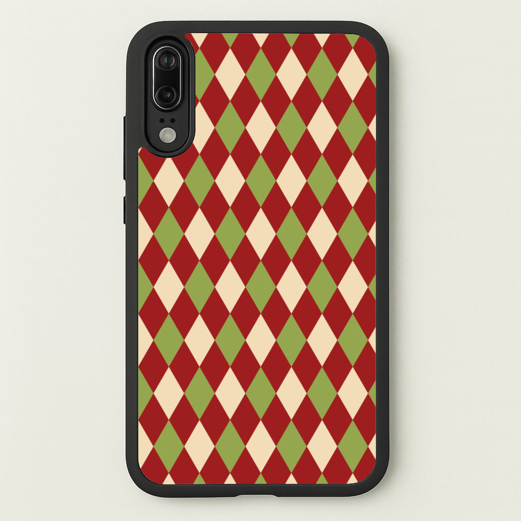 Red And Green Argyle Christmas Pattern Huawei P20 Case