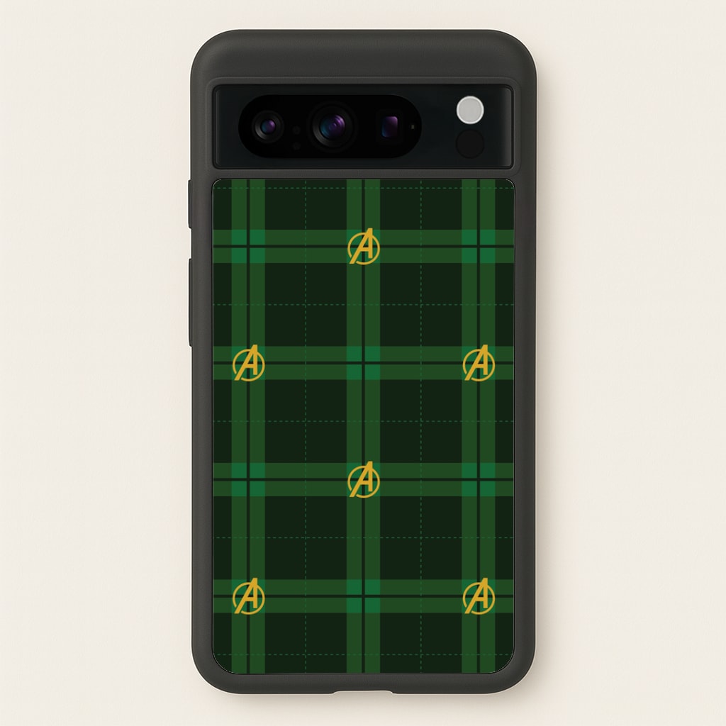Superhero Team Green Tartan Pattern Google Pixel 8 Pro Case