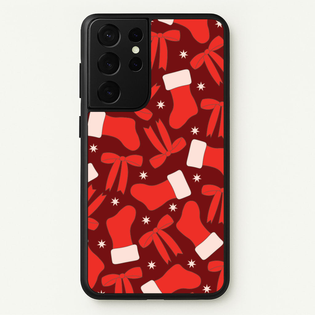 Stockings And Bows Pattern Galaxy S21 Ultra Case