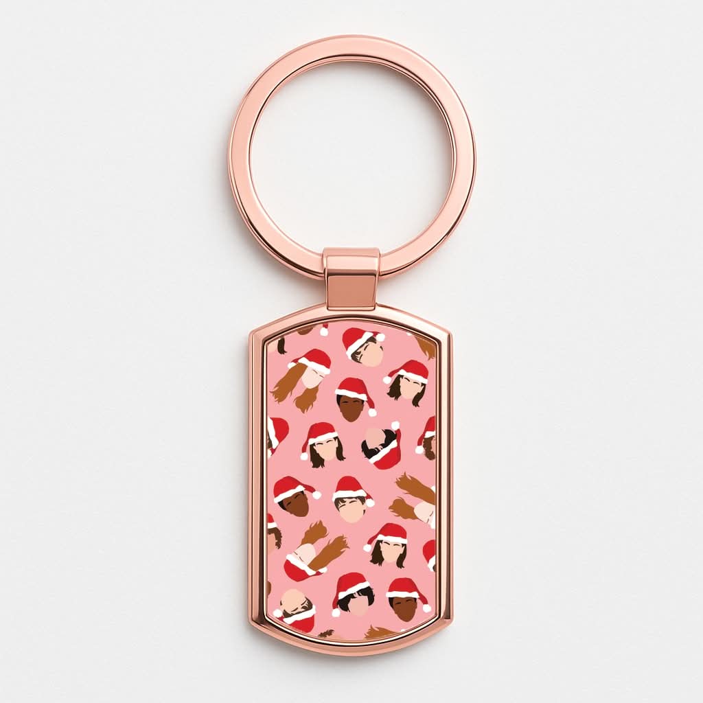 Christmas Stranger Crew Pattern Rose Gold Keyring