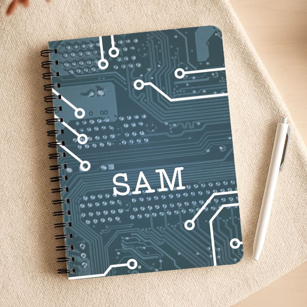 Blue Circuit Board Personalised Name Notepad
