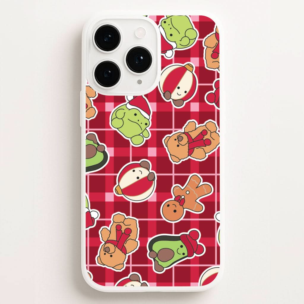 Christmas Plushies Tartan Pattern Phone Case for Apple iPhone, Samsung Galaxy, Huawei and Google Pixel