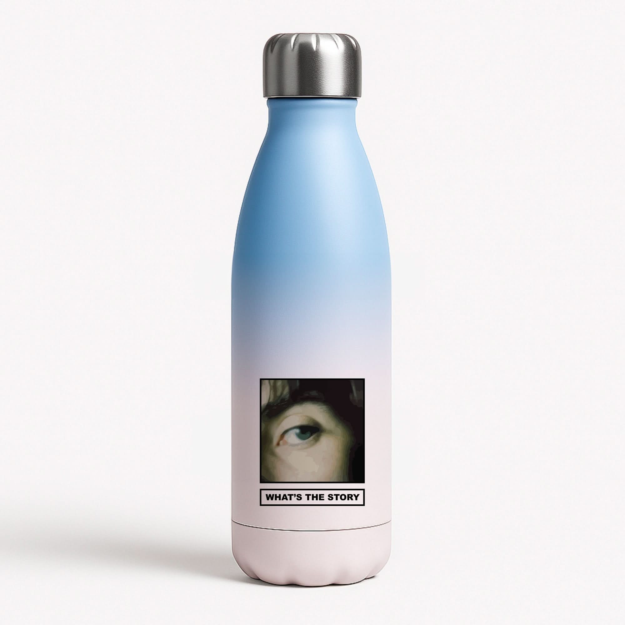 What's The Story Orange Blue Water Bottle