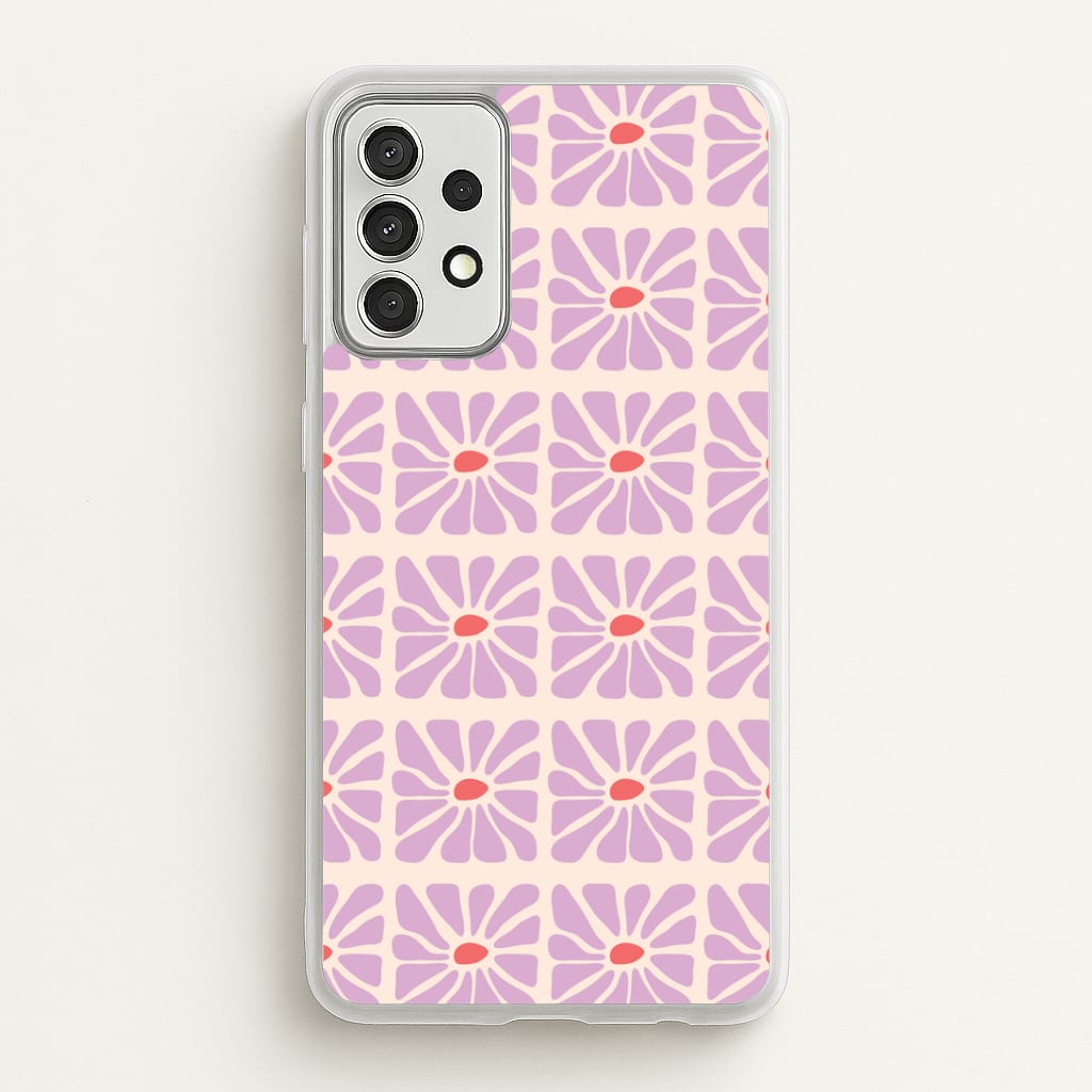 Square Abstract Flowers Mauve Galaxy A52 / A52s Case
