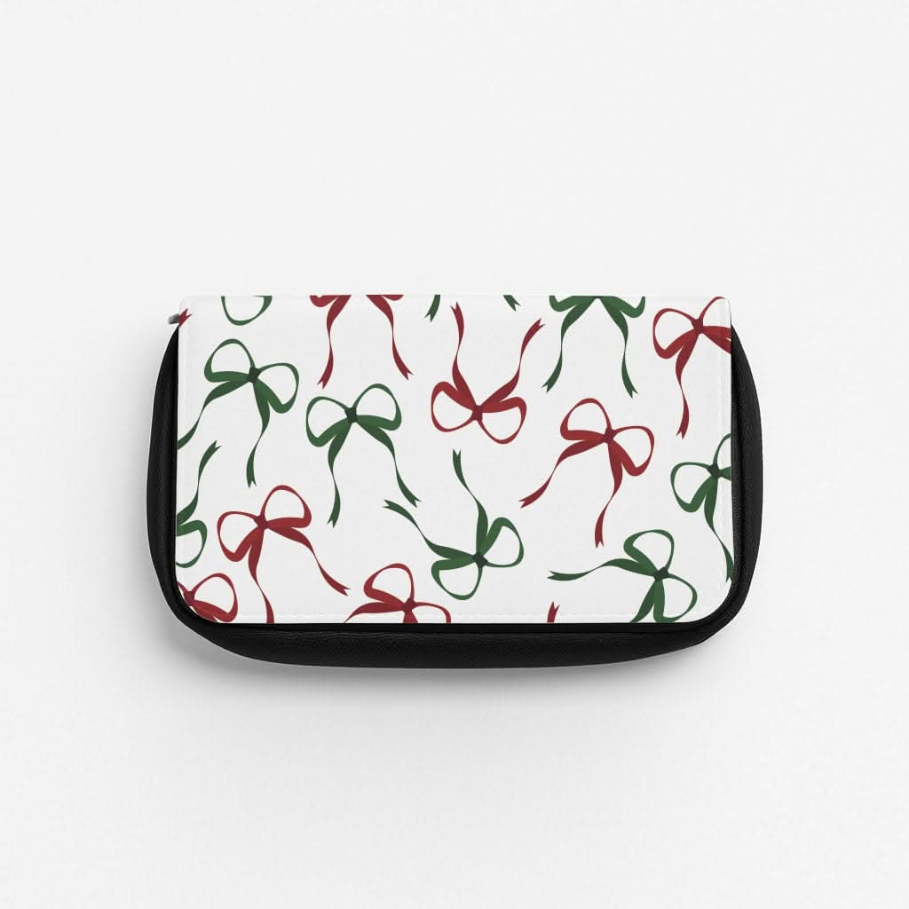 Red And Green Coquette Christmas Bows Pattern Pencil Case