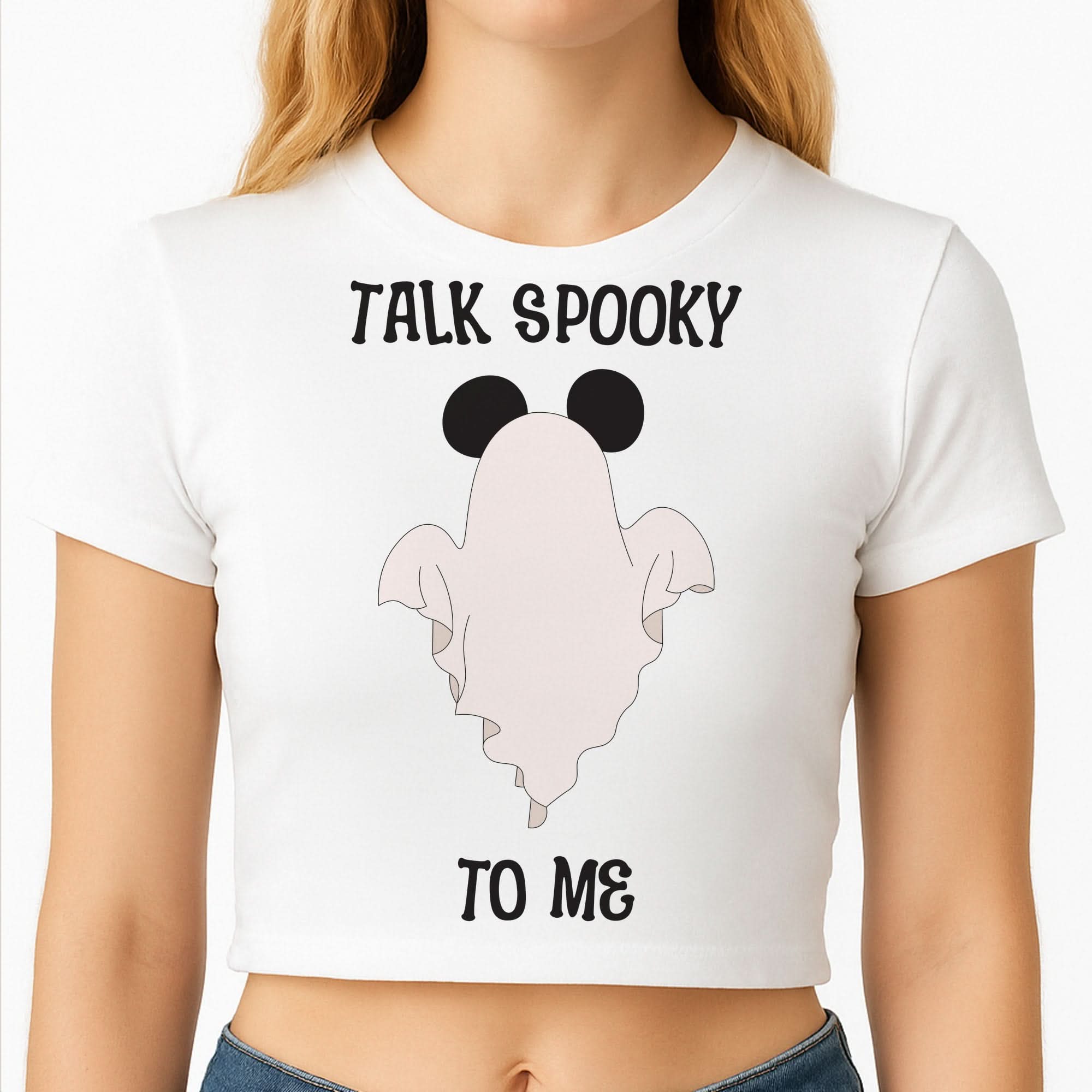 Talk Spooky To Me Mouse Ghost Crop Top
