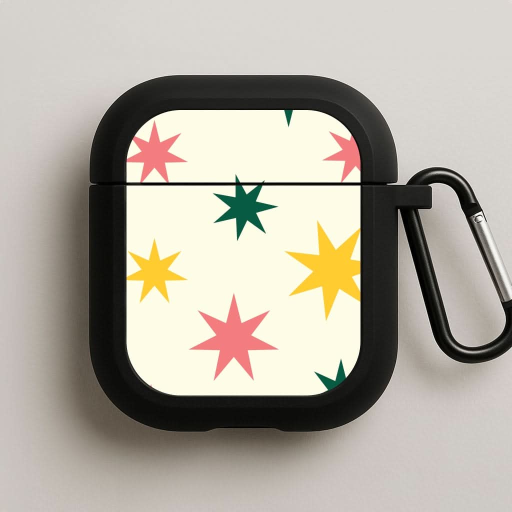 Colourful Christmas Stars Pattern AirPods Case