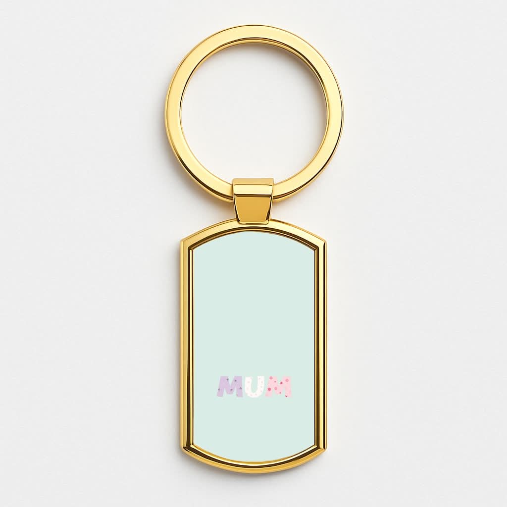 Mum Patchwork Gold Keyring