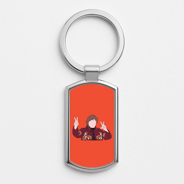 Peace Out Silver Metal Keyring