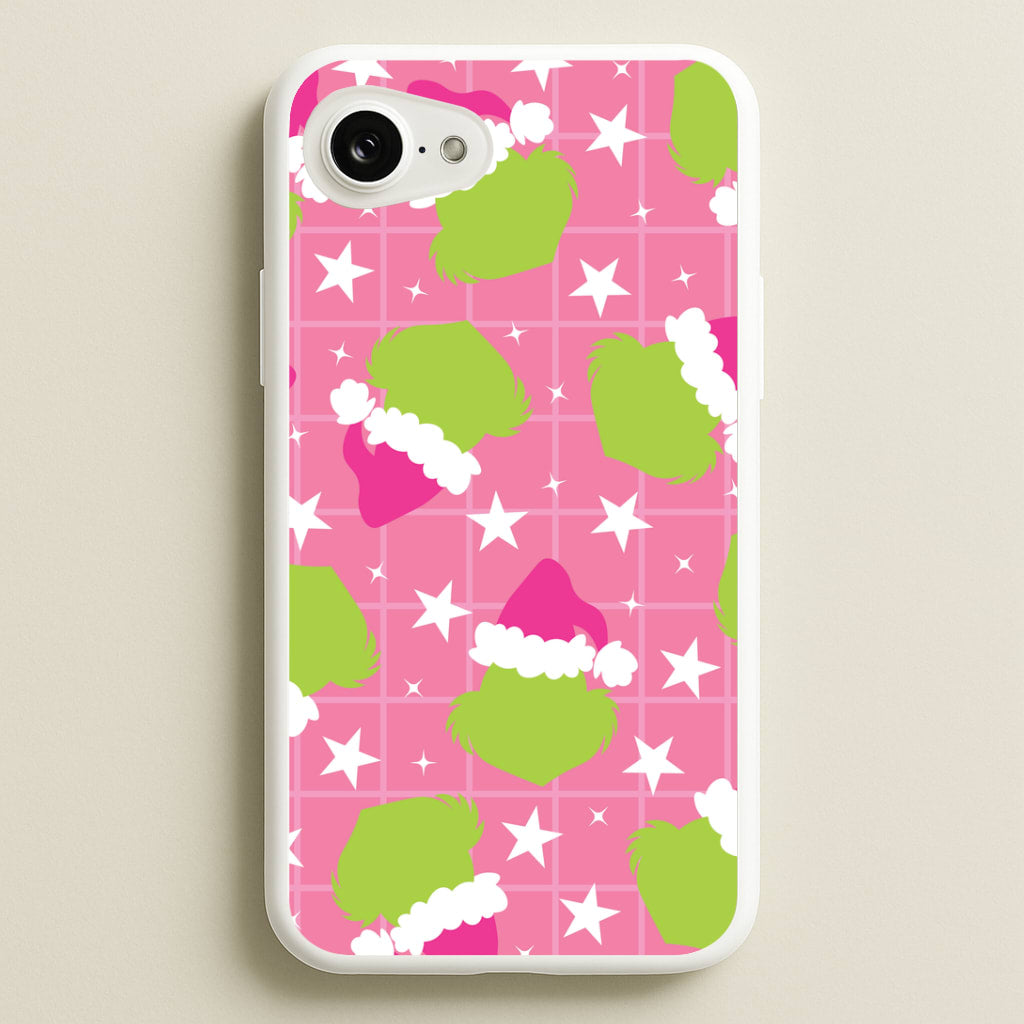 Pink Green Creature Xmas Pattern iPhone 16e Case