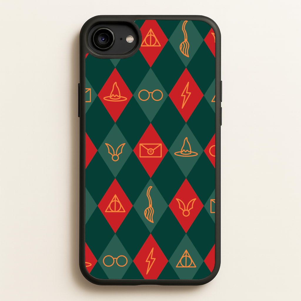 Christmas Wizard Icons Argyle Pattern iPhone 6 / 7 / 8 / SE Case