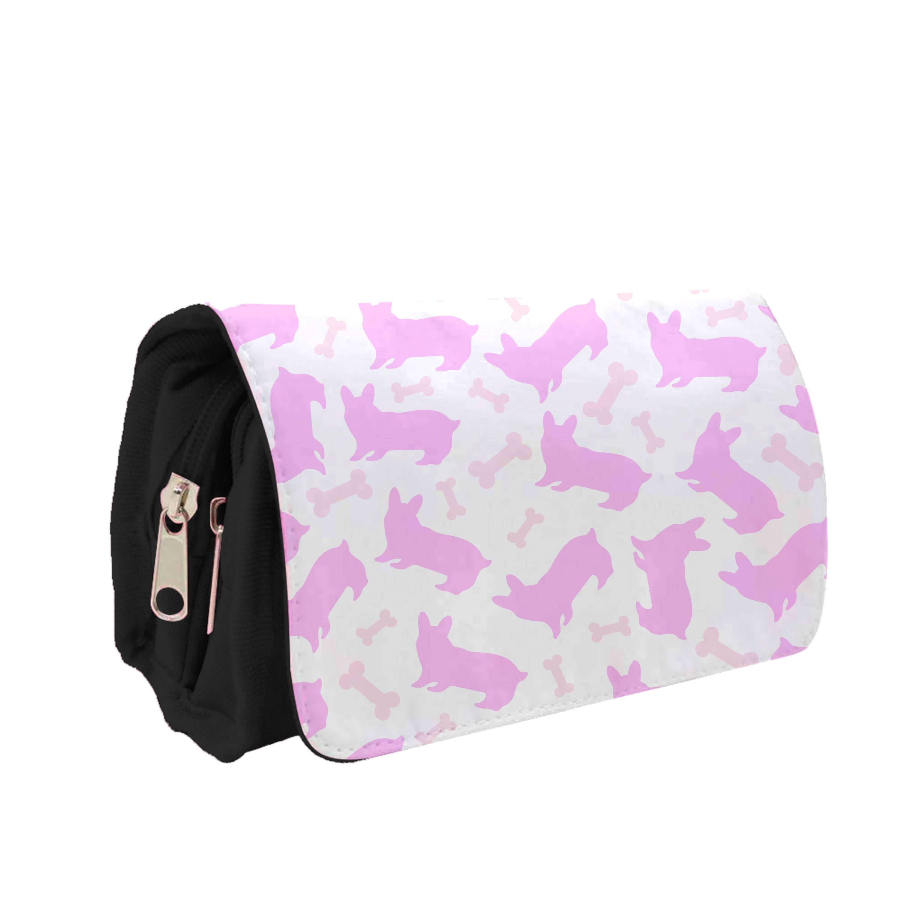 Pink Corgi Silhouette Pattern Pencil Case