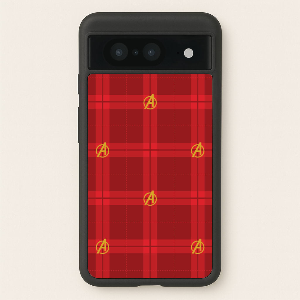 Superhero Team Red Tartan Pattern Google Pixel 8 Case