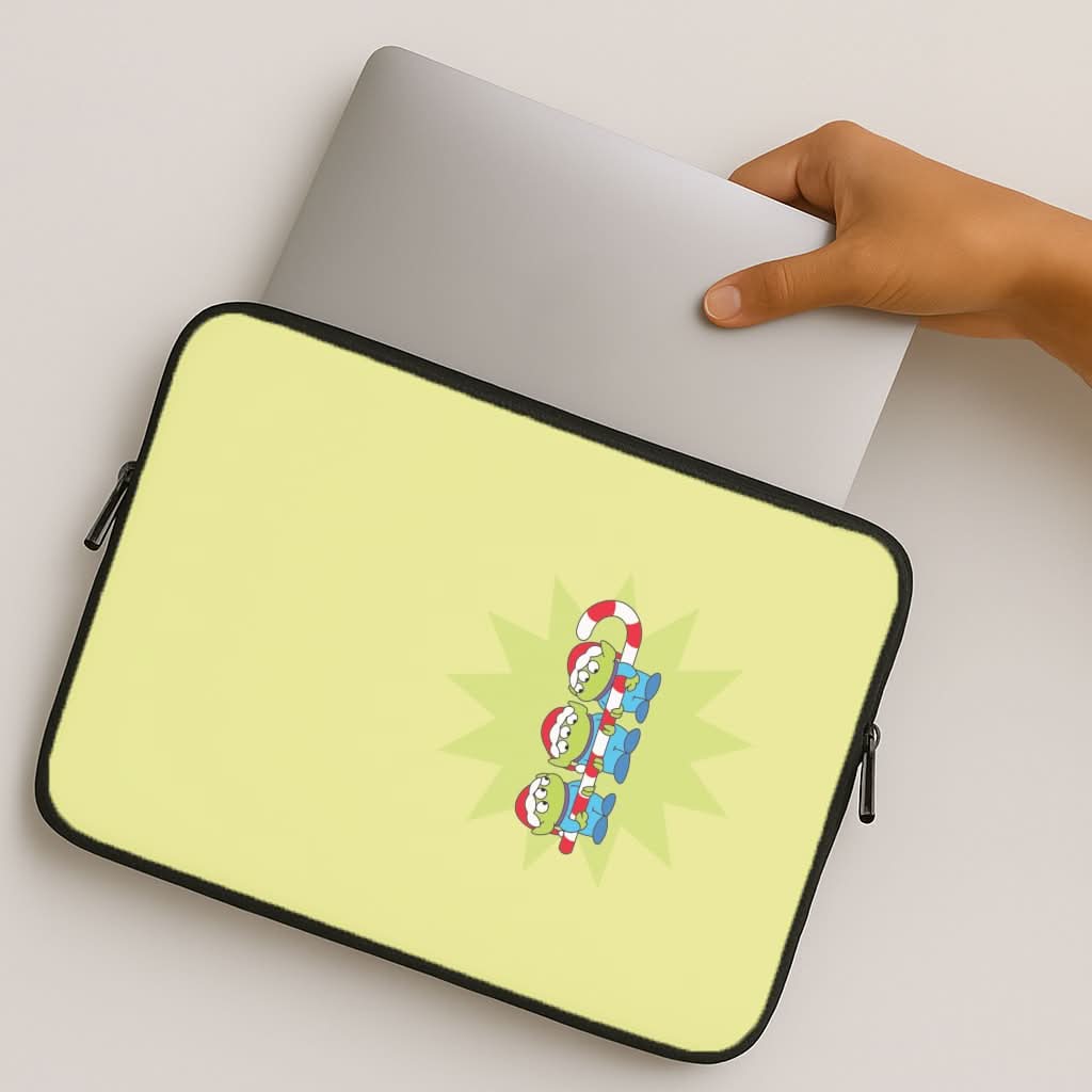 Cute Green Aliens Candycane MacBook Cover