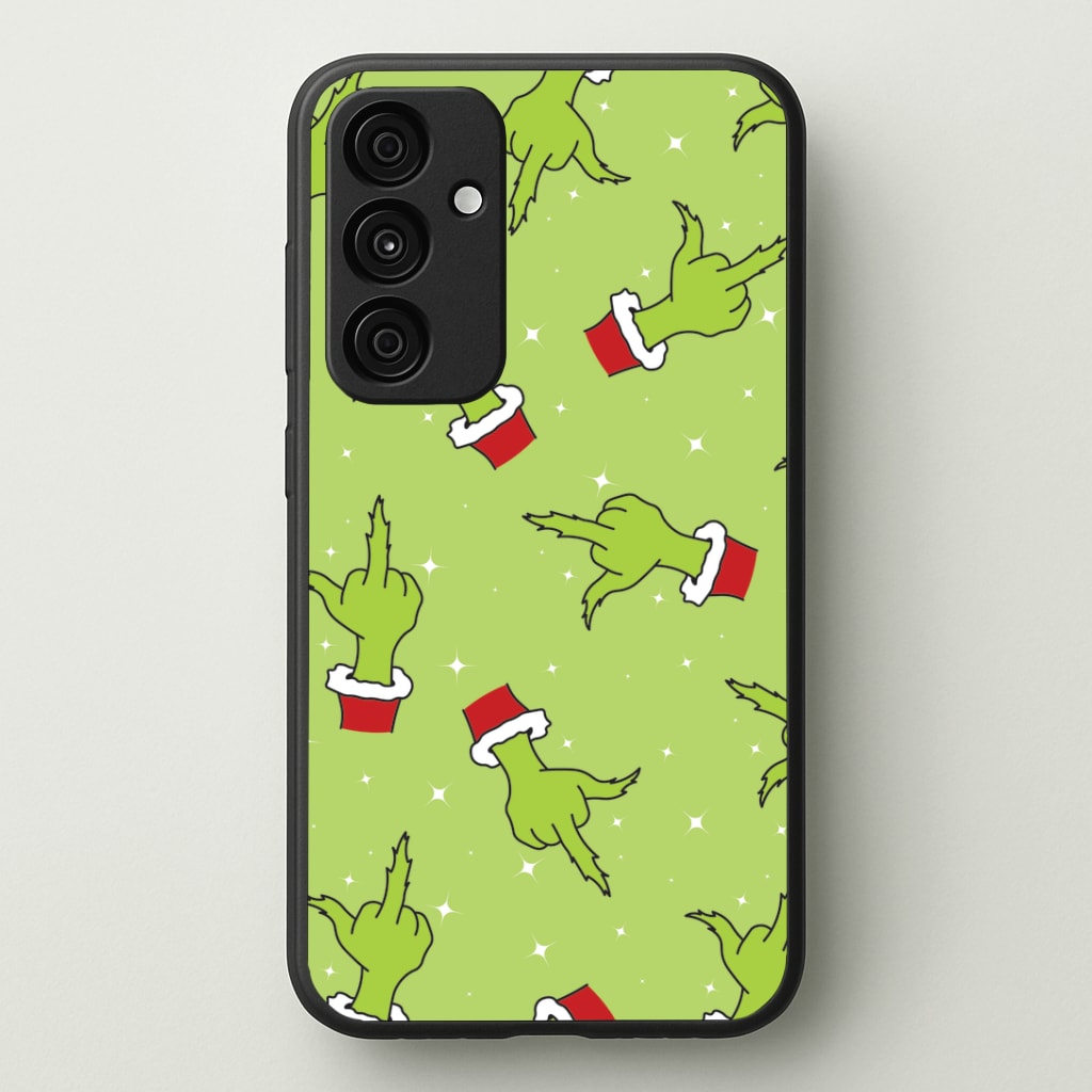 Green Middle Finger Christmas Pattern Galaxy A55 Case