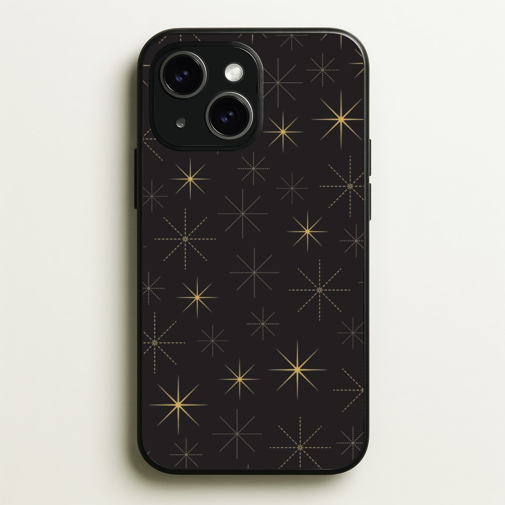 Christmas Gold Stars Pattern iPhone 15 Case