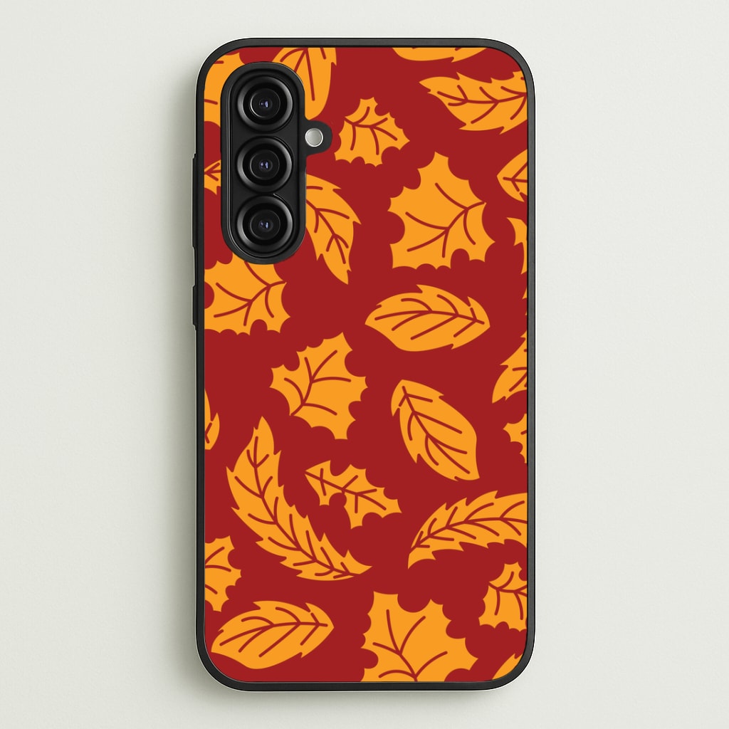 Orange Leaves Pattern Galaxy A16 Case