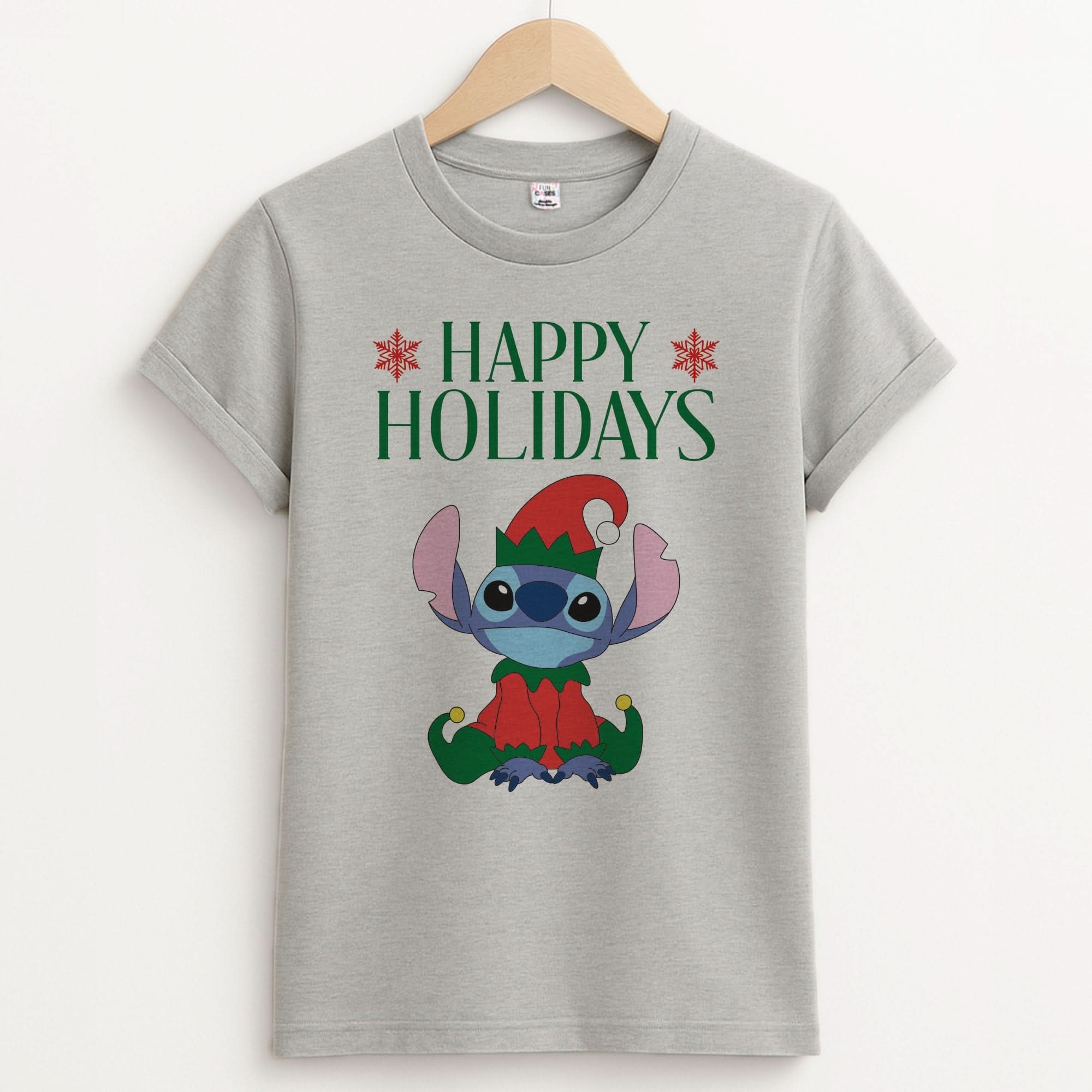 Cute Blue Alien Elf Unisex Grey T-Shirt