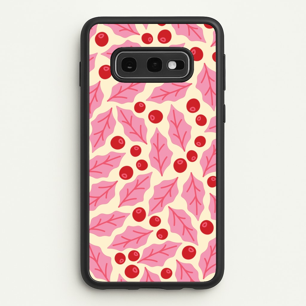 Pink Holly And Berries Pattern Galaxy S10e Case