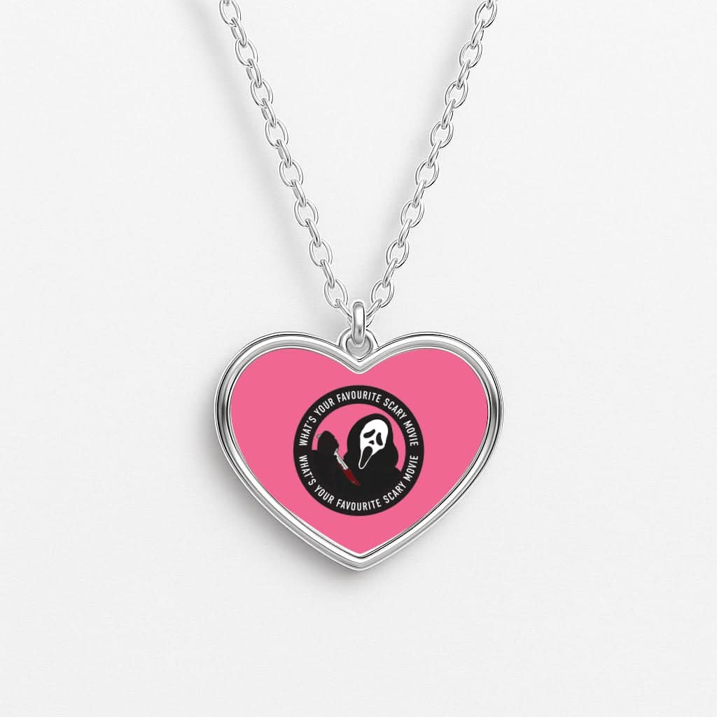 What's Your Favourite Scary Movie Badge Heart Necklace