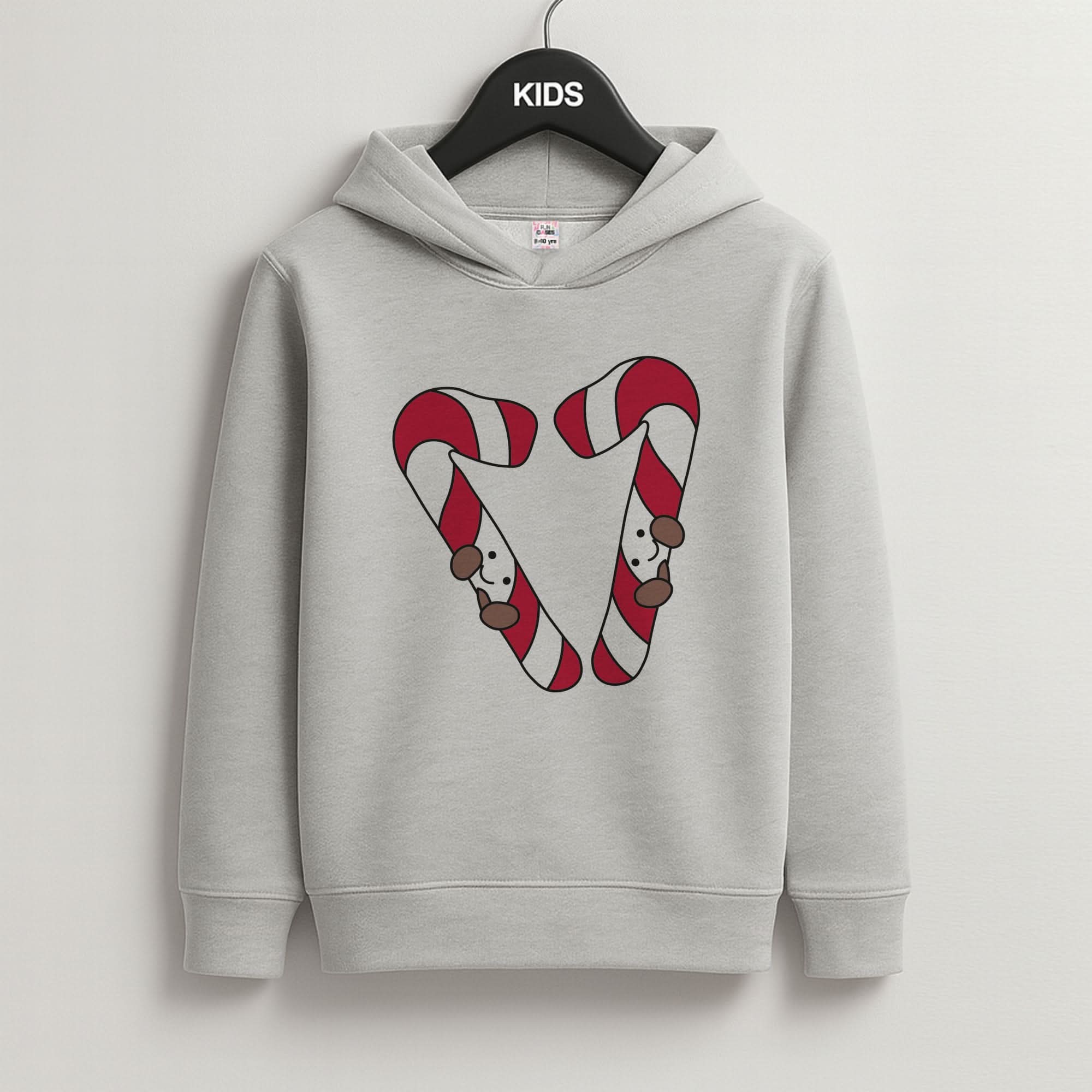 Christmas Candycane Plushies Grey Kids Hoodie