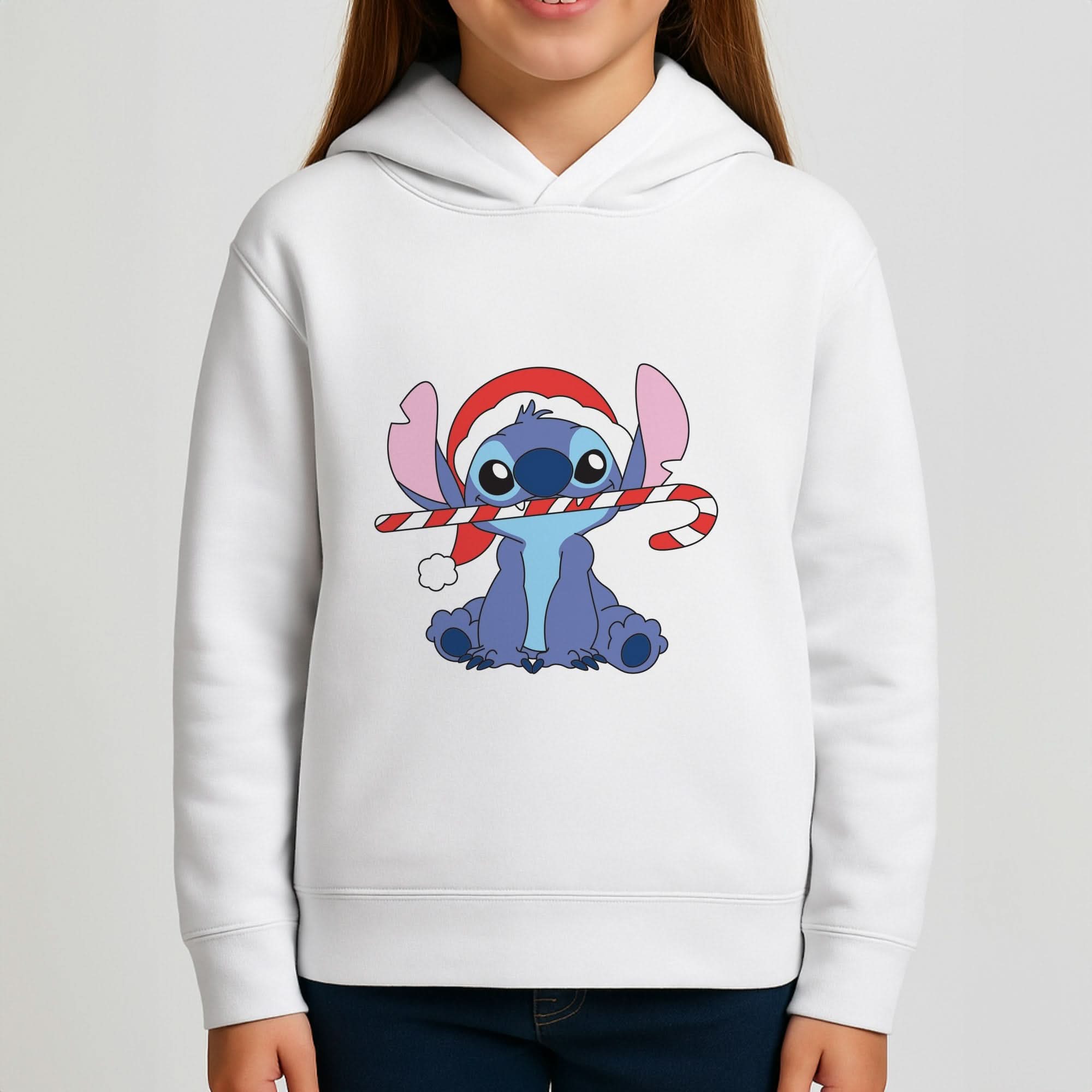 Cute Blue Alien Candycane Girls Hoodie