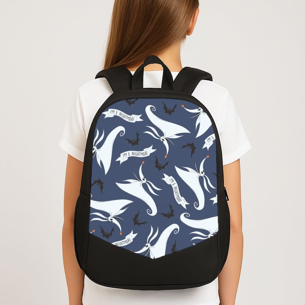 Skeleton Dog And Bats Pattern School Bag