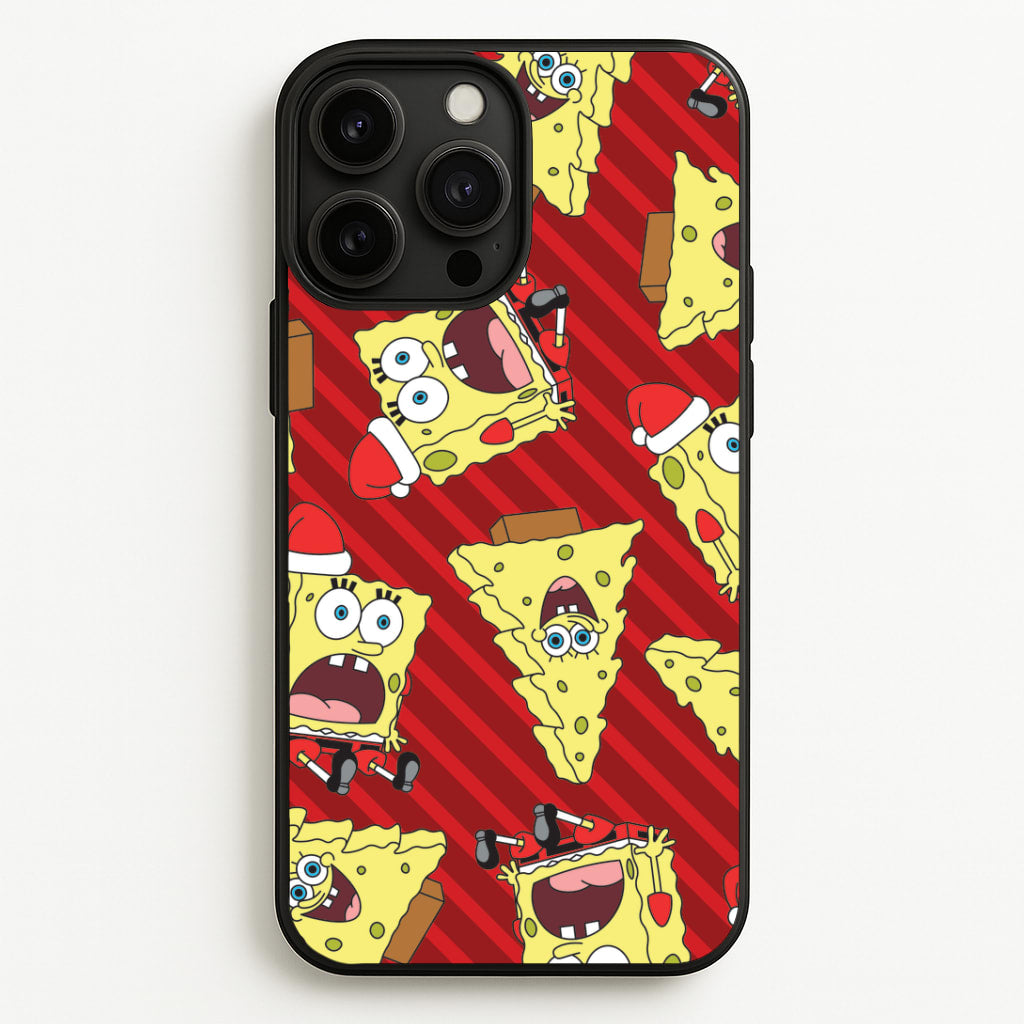 Christmas Cartoon Sponge Stripes Pattern iPhone 13 Pro Case