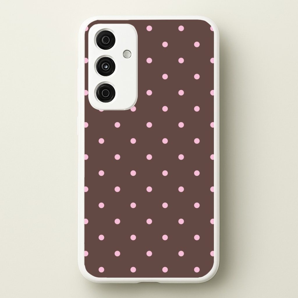 Chocolate & Strawberry Polka Dots Galaxy A55 Case