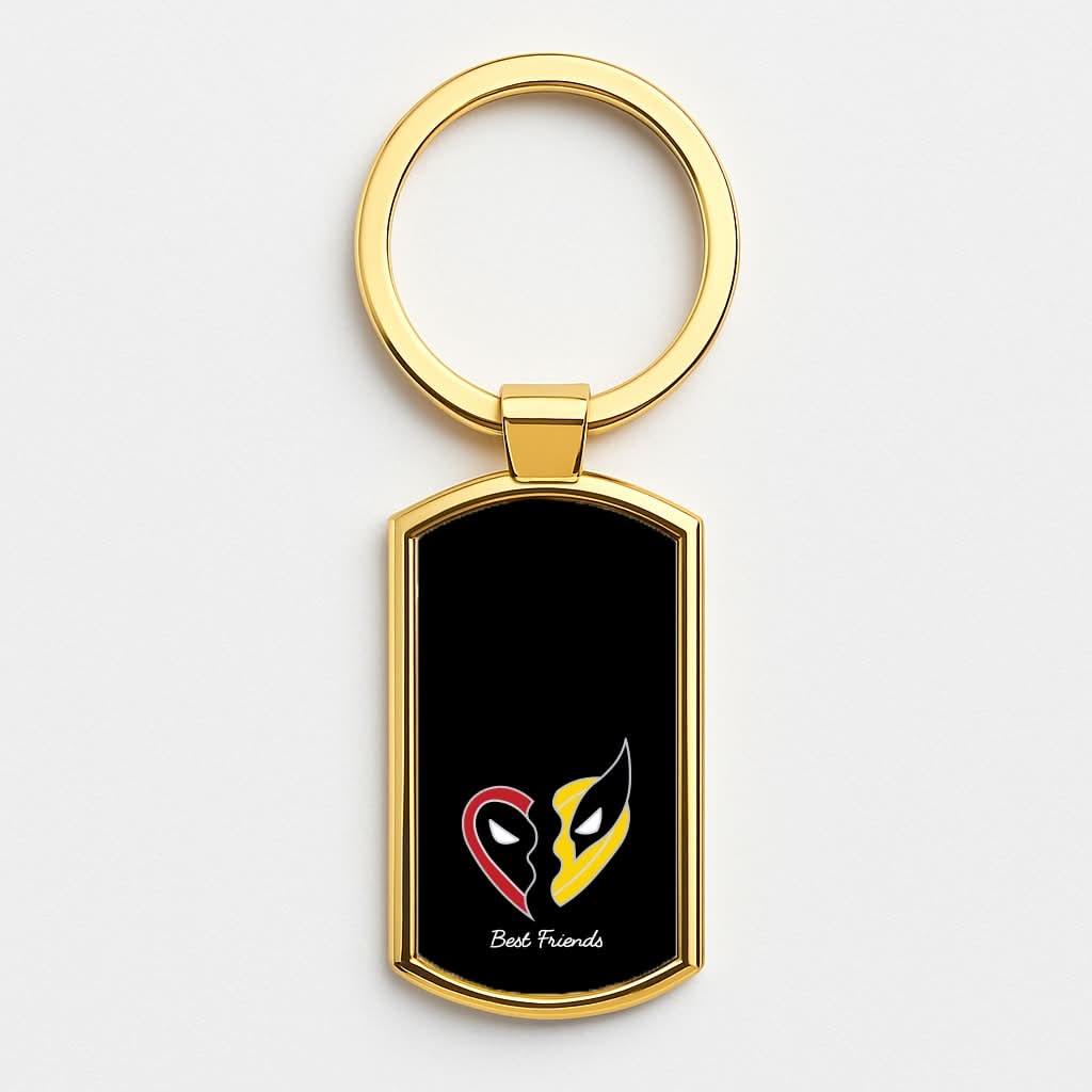 Superhero Best Friends Locket Gold Keyring