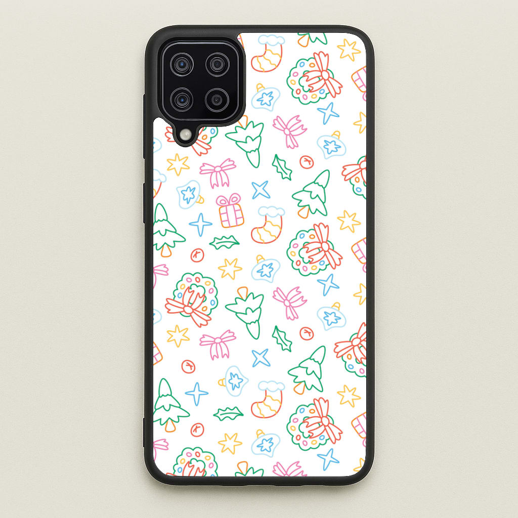 Neon Christmas Icons Pattern II Galaxy A12 Case