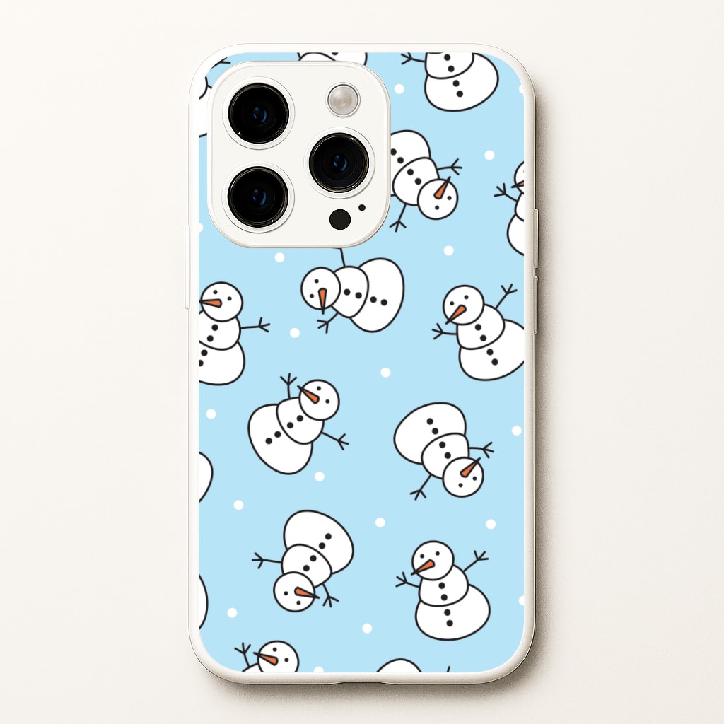 Cartoon Snowmen Pattern iPhone 14 Pro Case