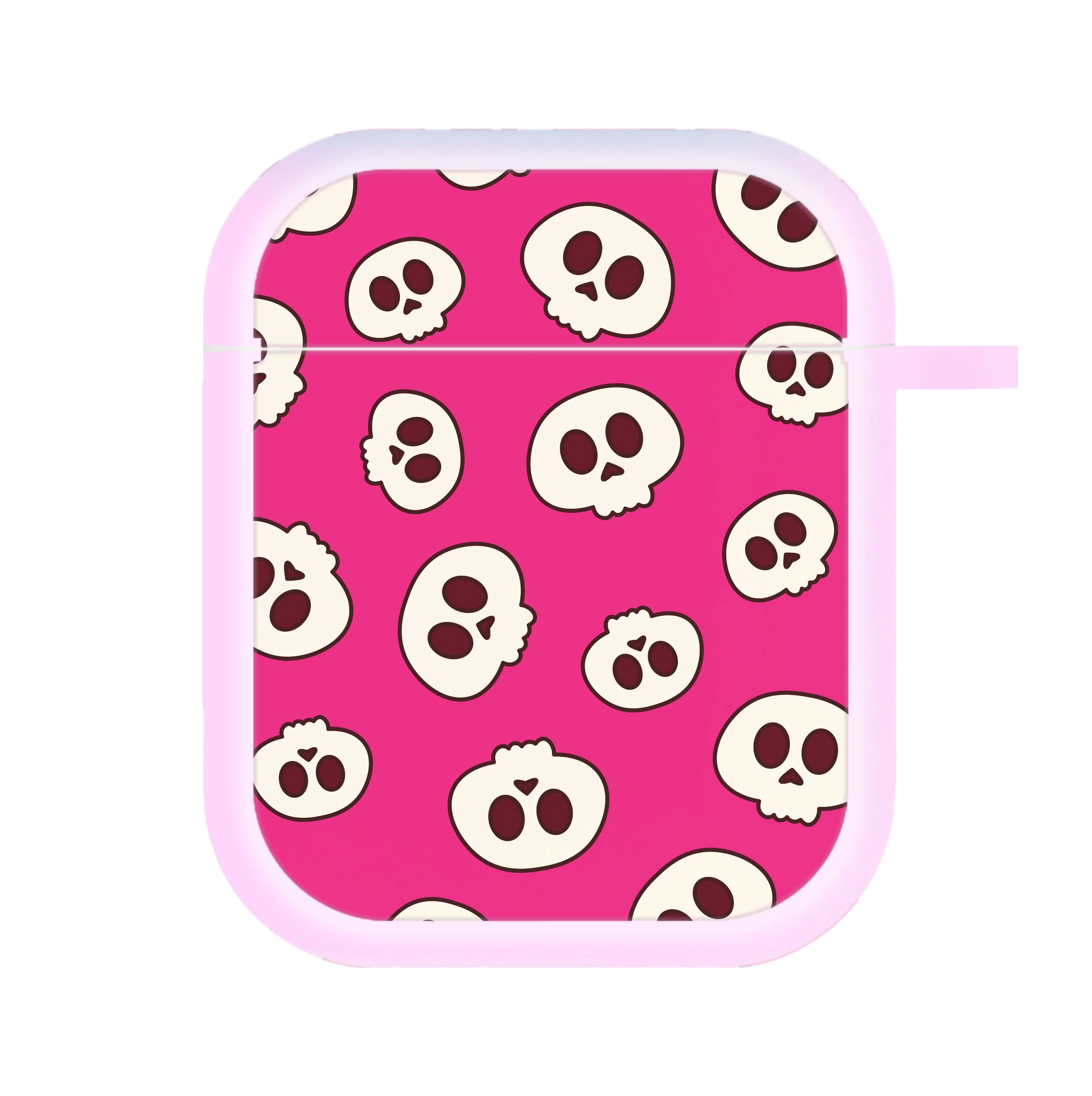 Pink Skulls Pattern AirPods Case