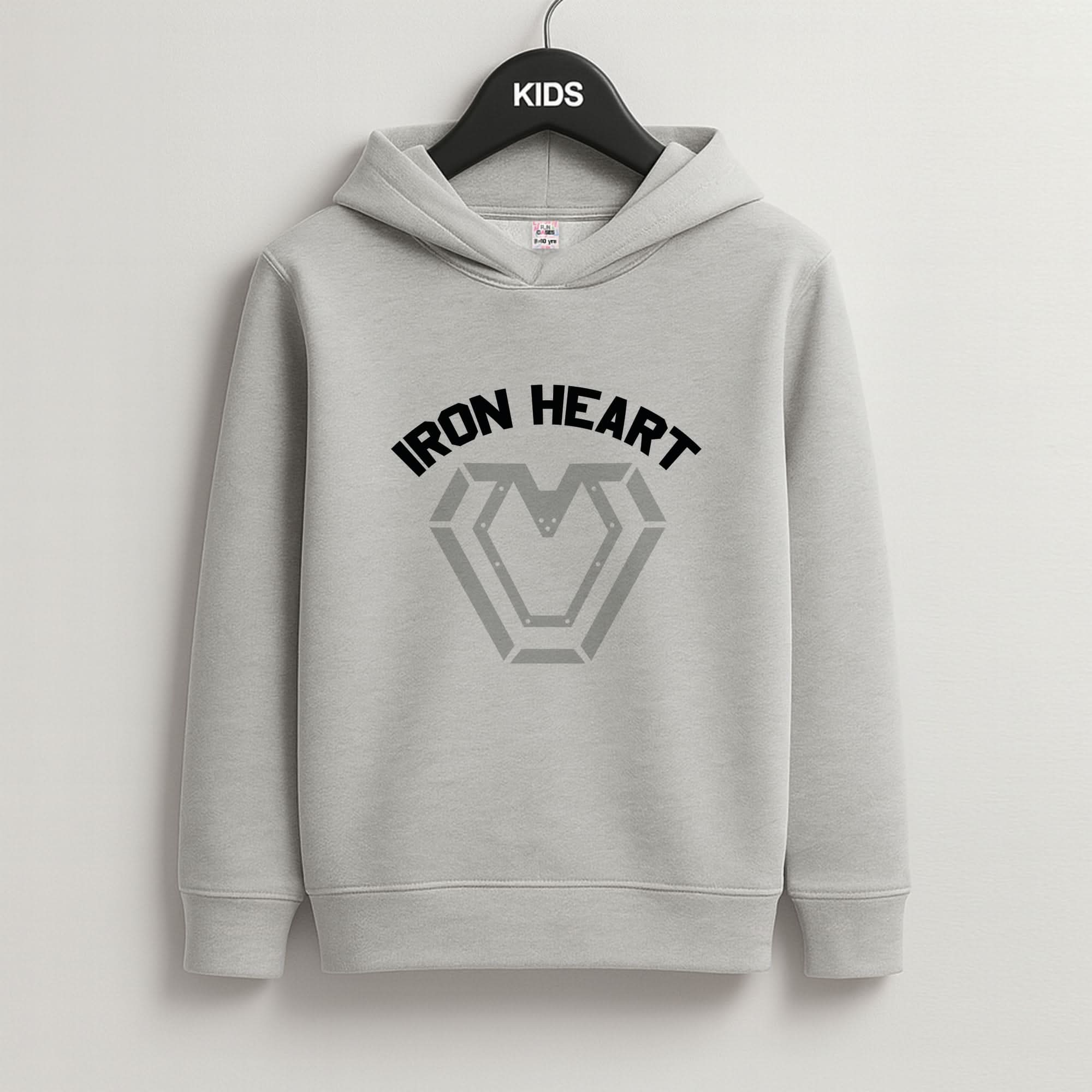 Metal Hero Heart Grey Kids Hoodie